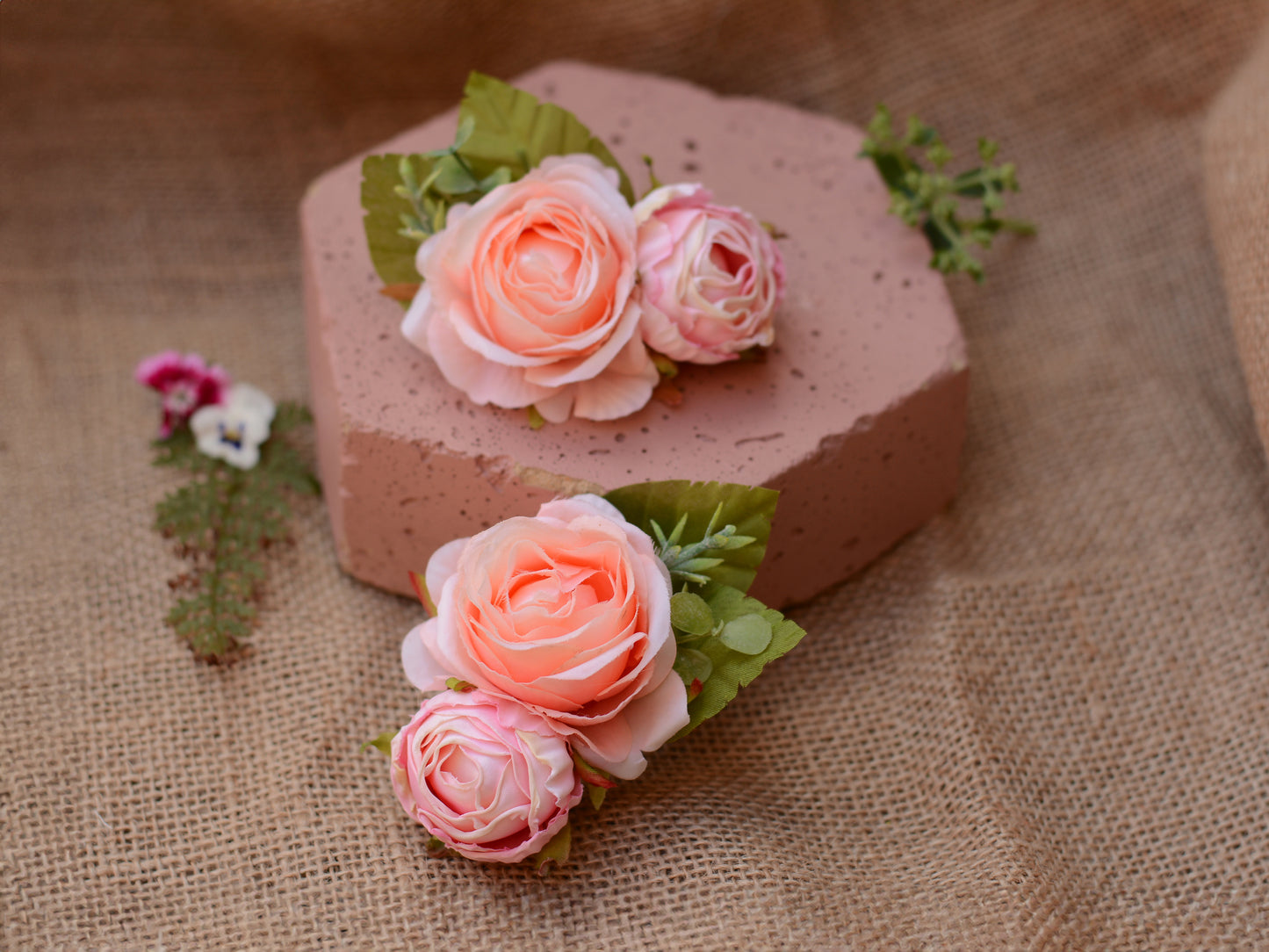 Blush Pink Rose Flower Hair Clip