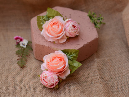 Blush Pink Rose Flower Hair Clip