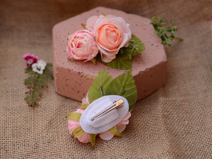 Blush Pink Rose Flower Hair Clip