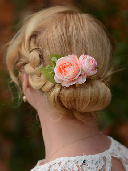 Blush Pink Rose Flower Hair Clip