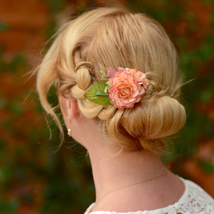 Flower Hair Clip in Blush Pink Peony and Rose No.183