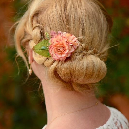 Flower Hair Clip in Blush Pink Peony and Rose No.183