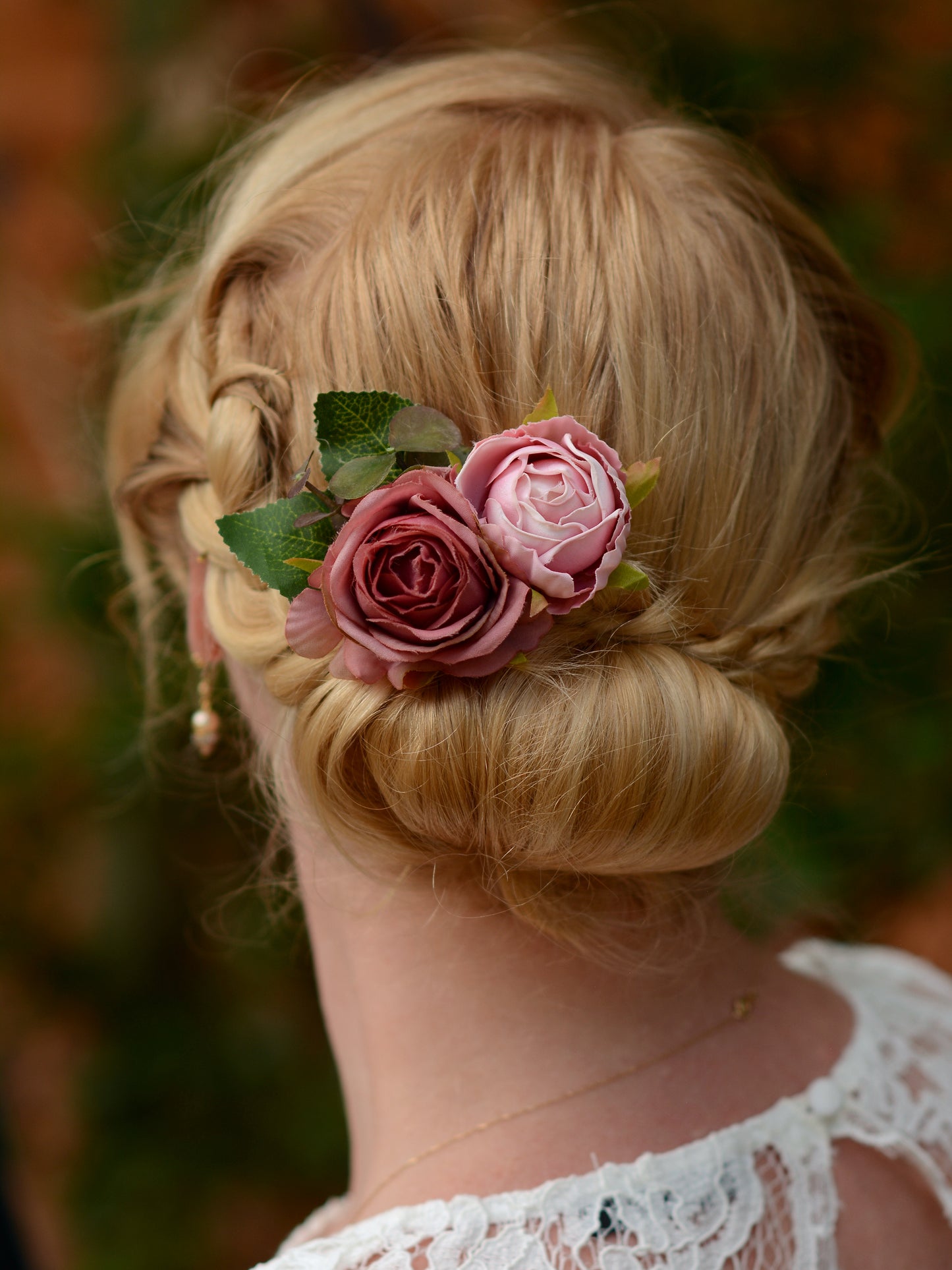 Rose Hair Clip in Vintage Pink and Blush Pink