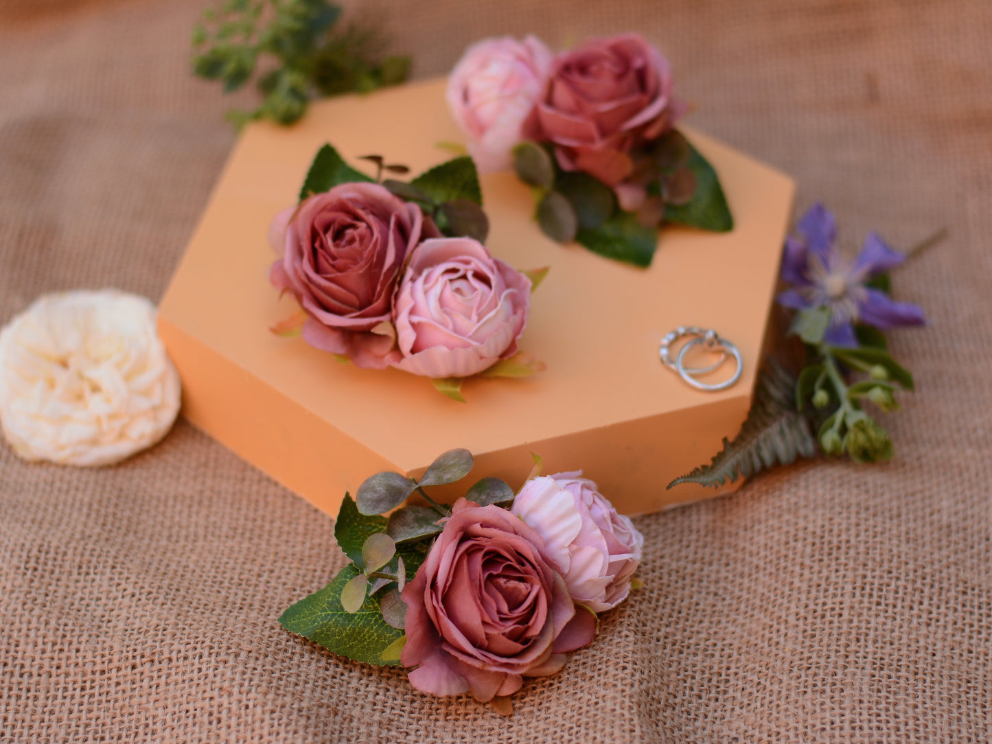 Rose Hair Clip in Vintage Pink and Blush Pink