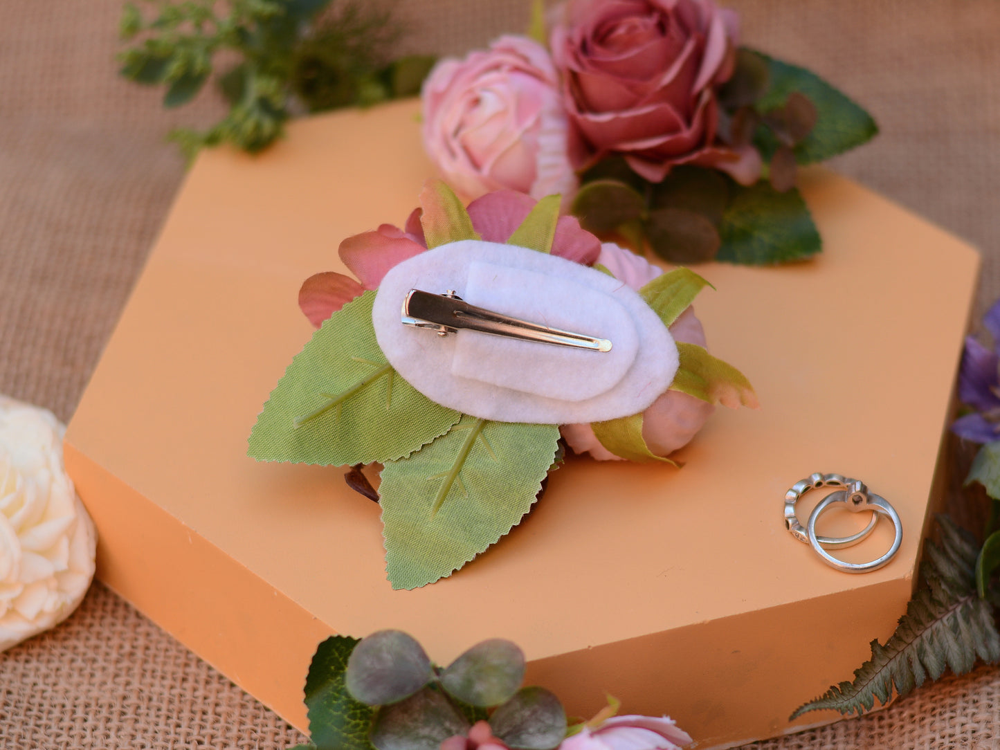 Rose Hair Clip in Vintage Pink and Blush Pink