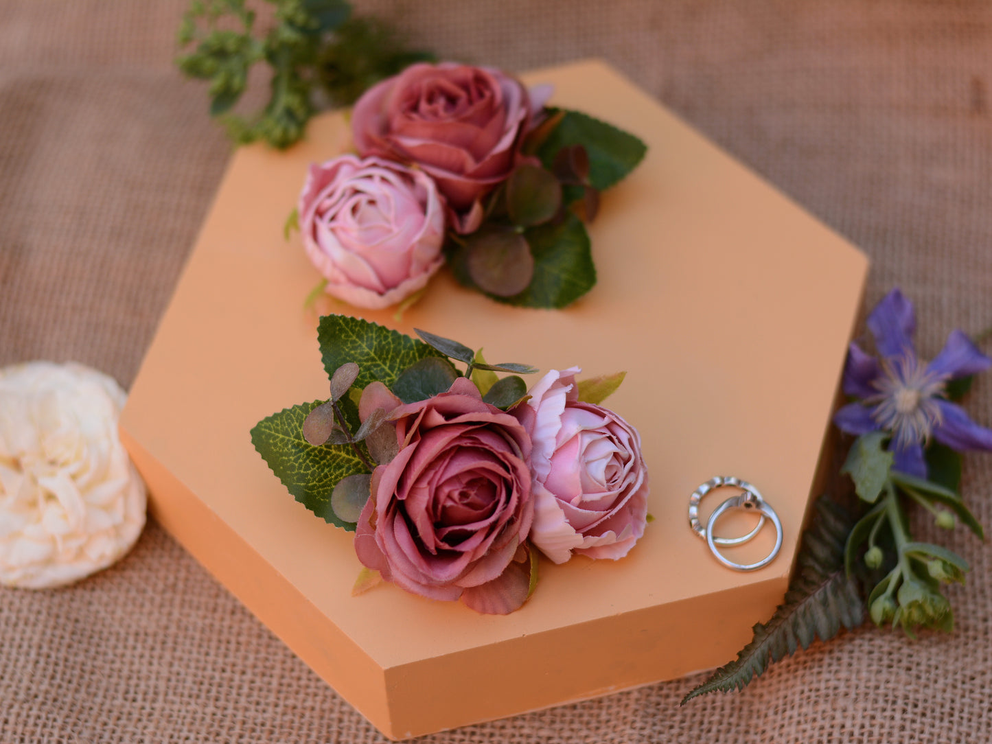 Rose Hair Clip in Vintage Pink and Blush Pink