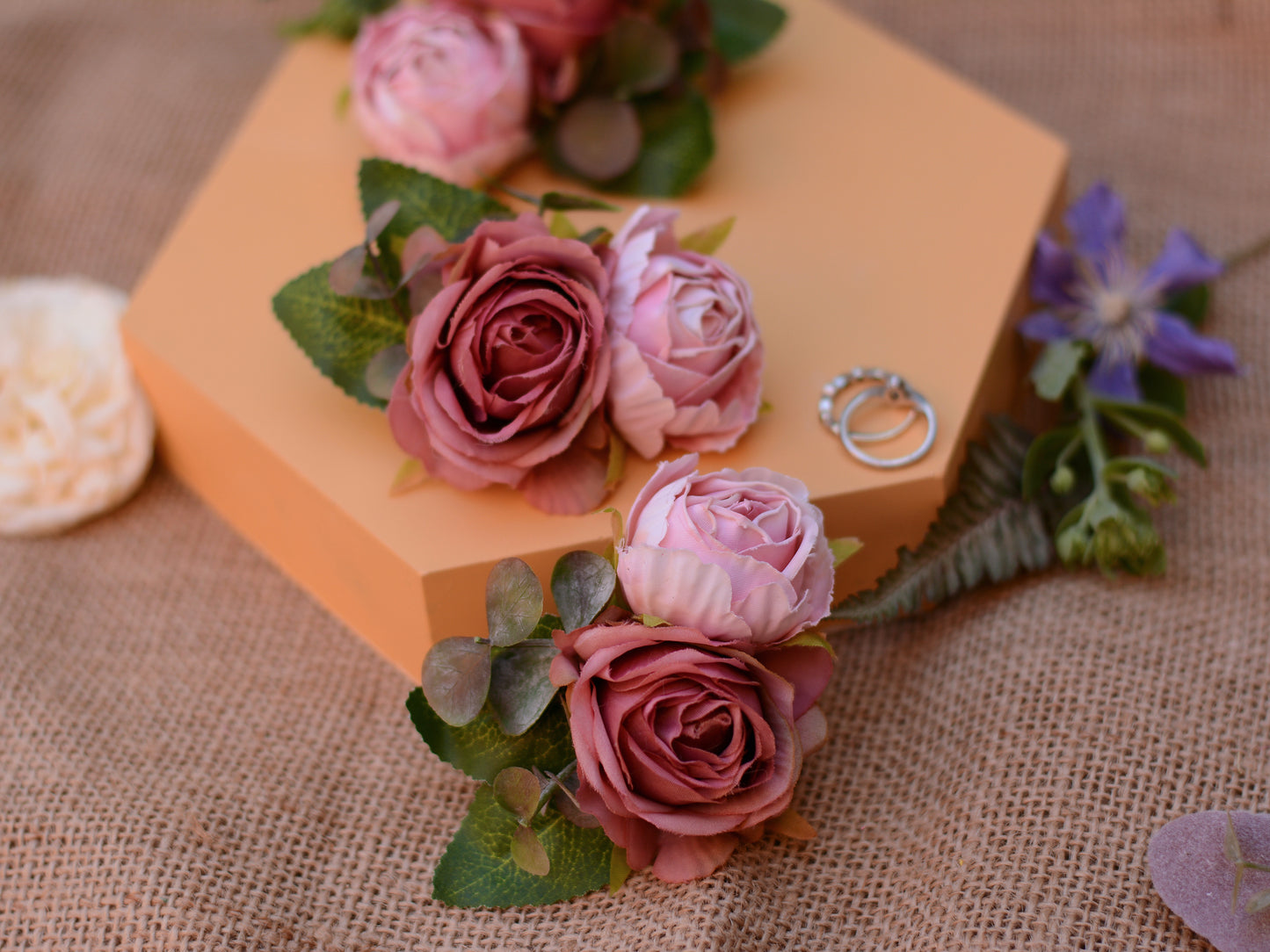 Rose Hair Clip in Vintage Pink and Blush Pink