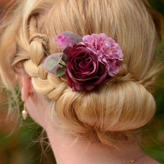 Deep Purple Flower Hair Clip No.205