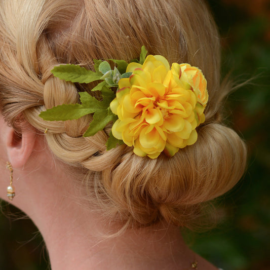 Yellow Marigold Flower Hair Clip