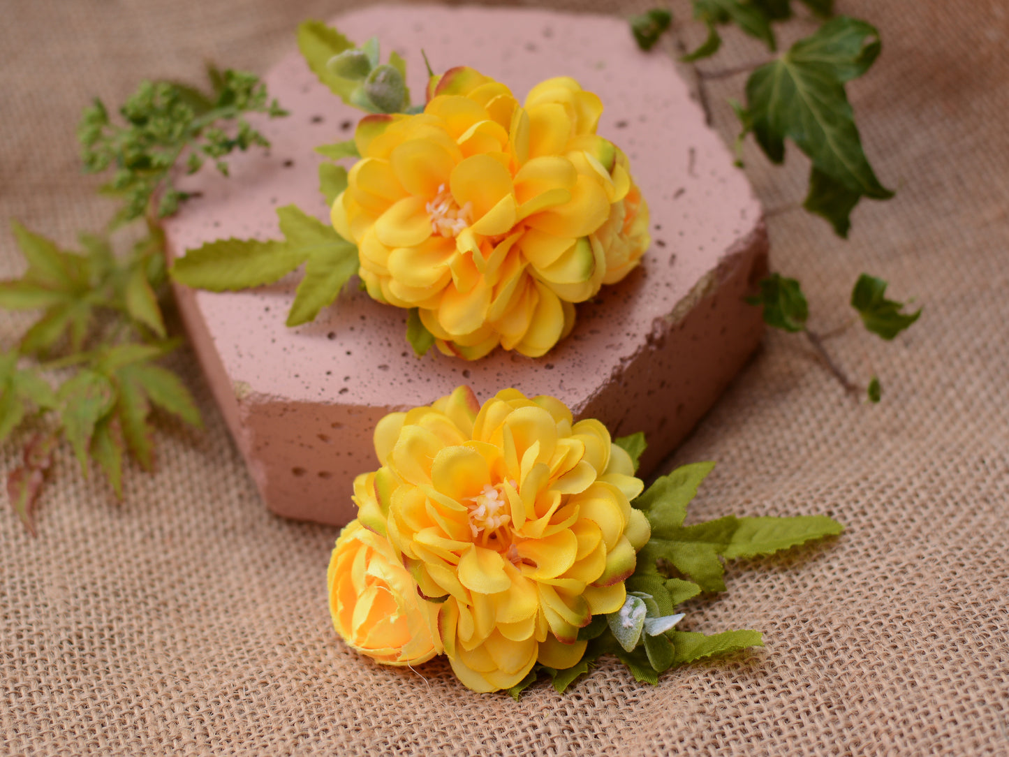 Yellow Marigold Flower Hair Clip