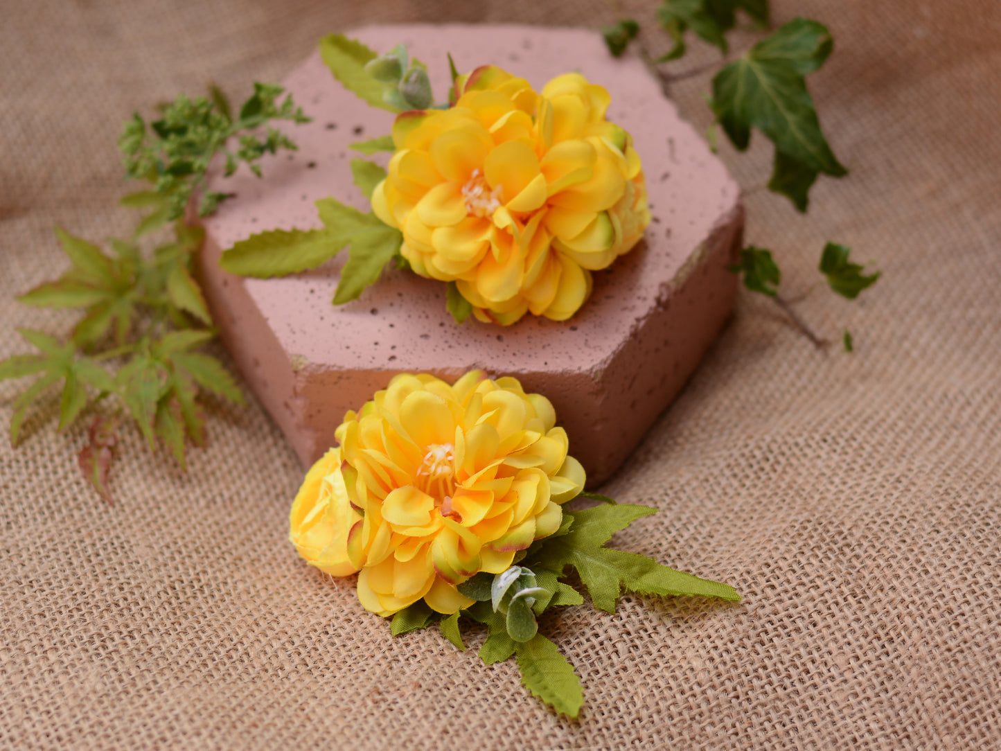 Yellow Marigold Flower Hair Clip