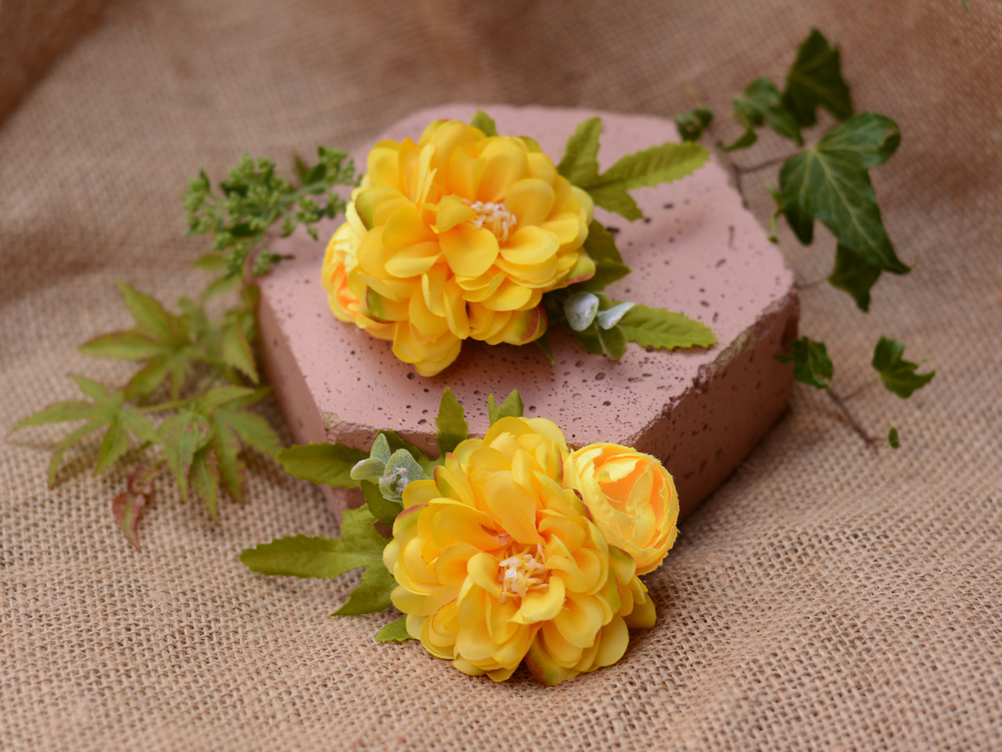 Yellow Marigold Flower Hair Clip
