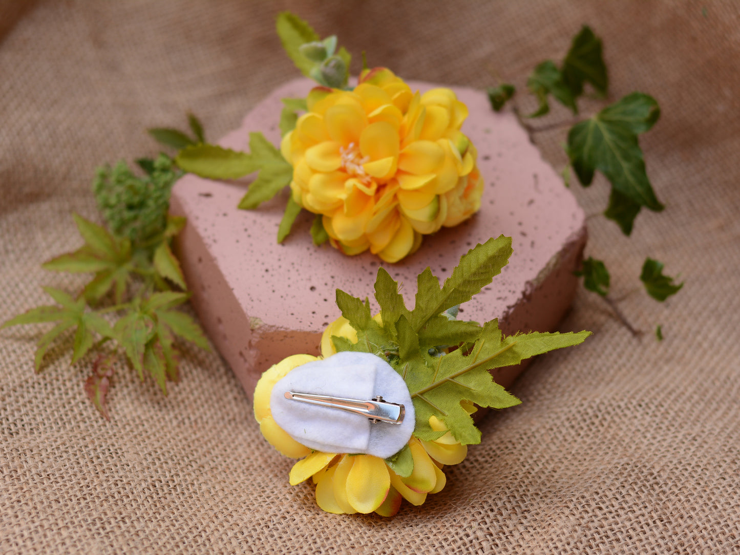 Yellow Marigold Flower Hair Clip