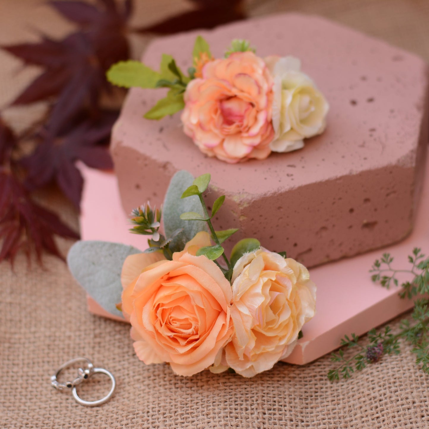 Flower Hair Clip in Blush Pink and Butter Yellow