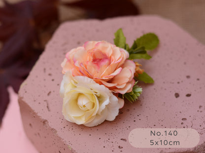 Flower Hair Clip in Blush Pink and Butter Yellow