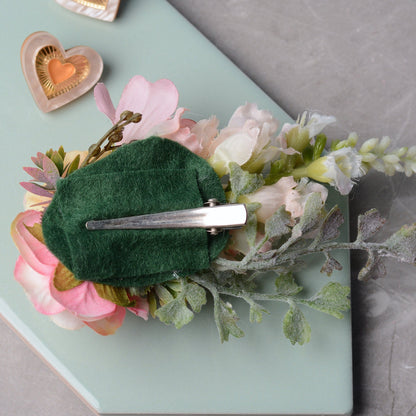 Flower Hair Clip in Blush Pink and Silver Greenery | Blush Pink Hair Clip | Blossom Hair Clip | Bridesmaids Hair Clip | Bridal Hair Clip
