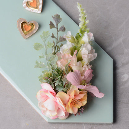 Flower Hair Clip in Blush Pink and Silver Greenery 