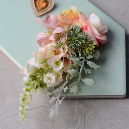 Flower Hair Clip in Blush Pink and Silver Greenery | Blush Pink Hair Clip | Blossom Hair Clip | Bridesmaids Hair Clip | Bridal Hair Clip
