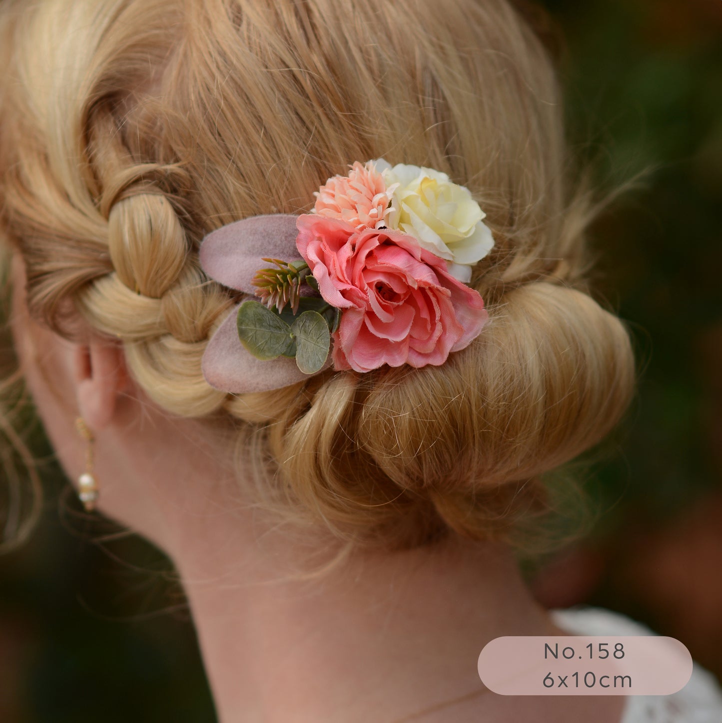 Flower Hair Clip in Coral and Blush Pink
