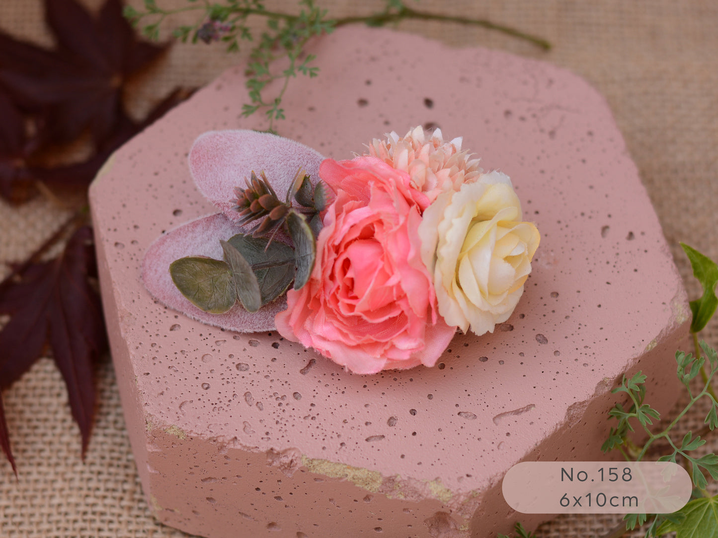 Flower Hair Clip in Coral and Blush Pink