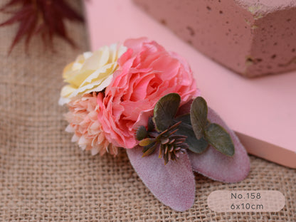 Flower Hair Clip in Coral and Blush Pink