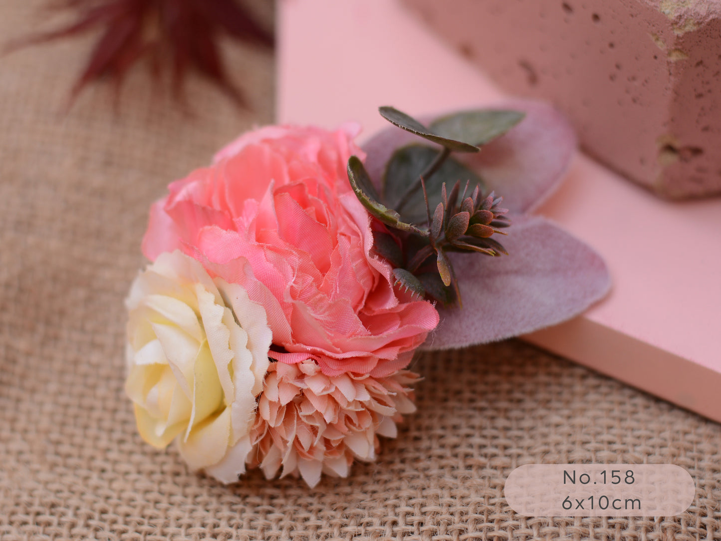 Flower Hair Clip in Coral and Blush Pink