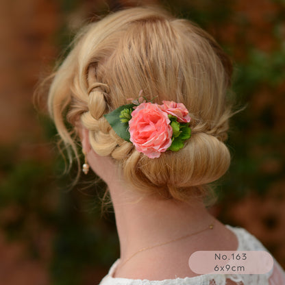 Flower Hair Clip in Coral and Blush Pink
