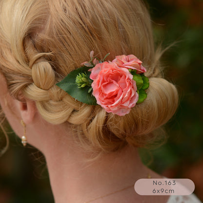 Flower Hair Clip in Coral and Blush Pink
