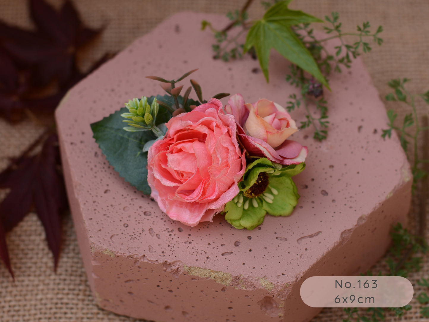Flower Hair Clip in Coral and Blush Pink