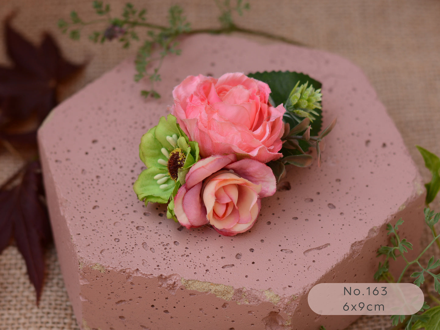 Flower Hair Clip in Coral and Blush Pink