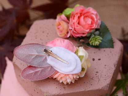 Flower Hair Clip in Coral and Blush Pink
