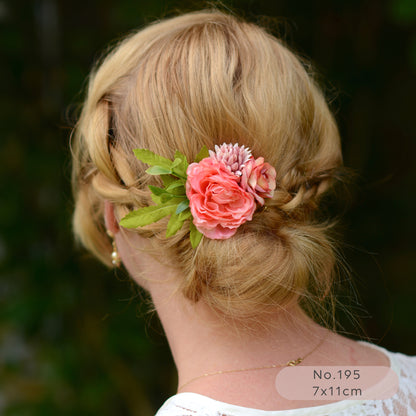 Flower Hair Clip in Coral and Blush Pink