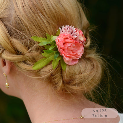 Flower Hair Clip in Coral and Blush Pink