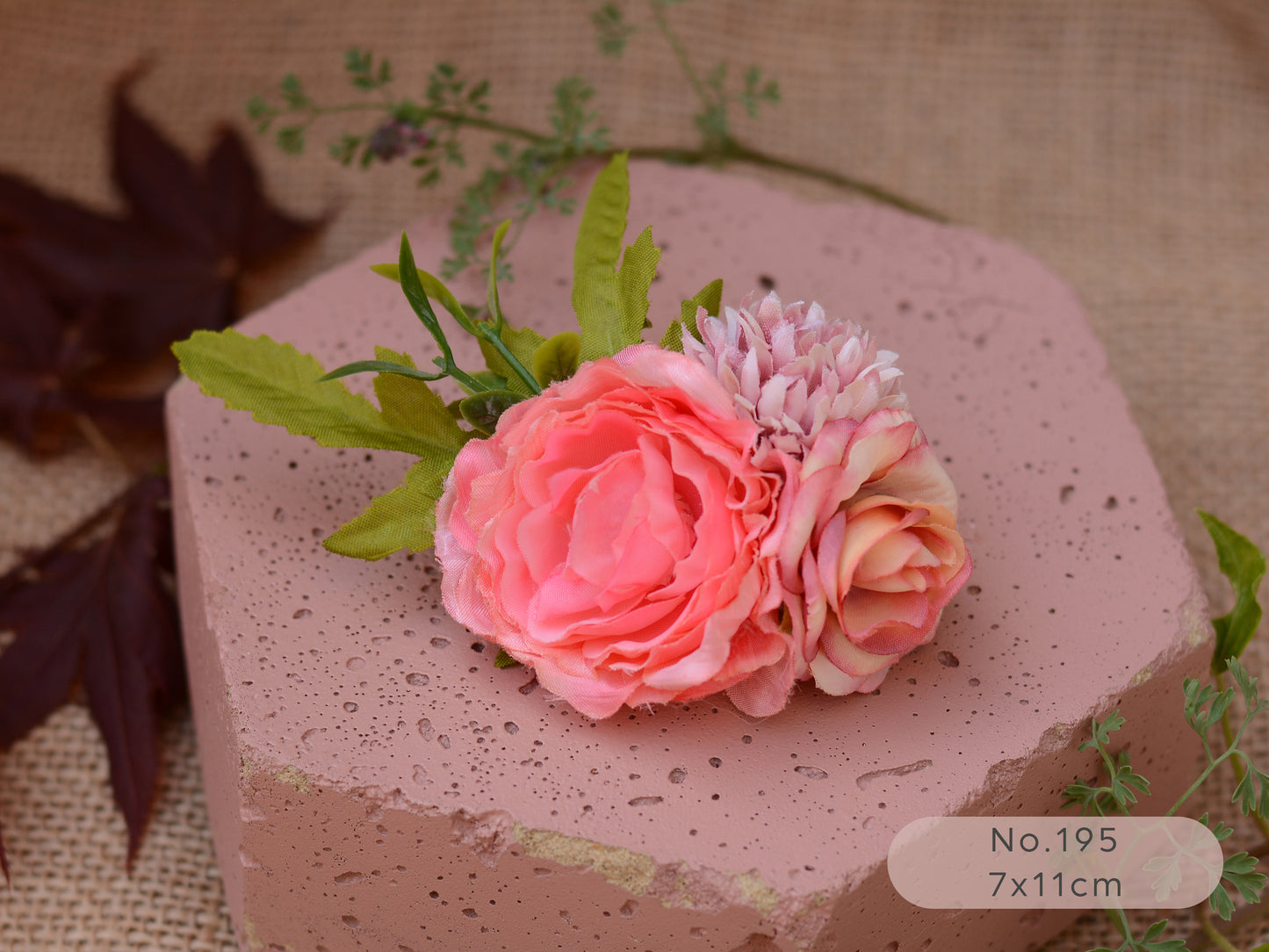 Flower Hair Clip in Coral and Blush Pink