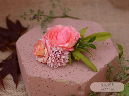 Flower Hair Clip in Coral and Blush Pink