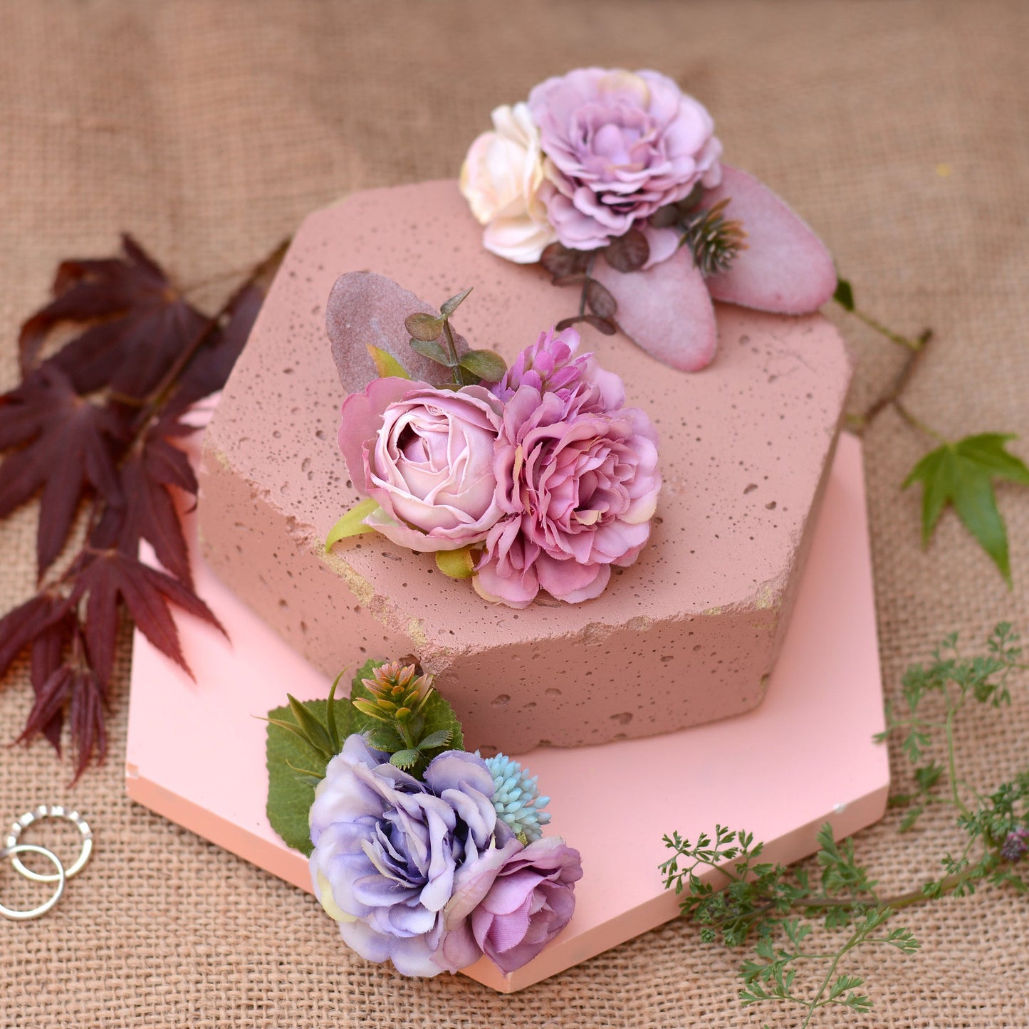Flower Hair Clip in Lavender, Mauve and Purple