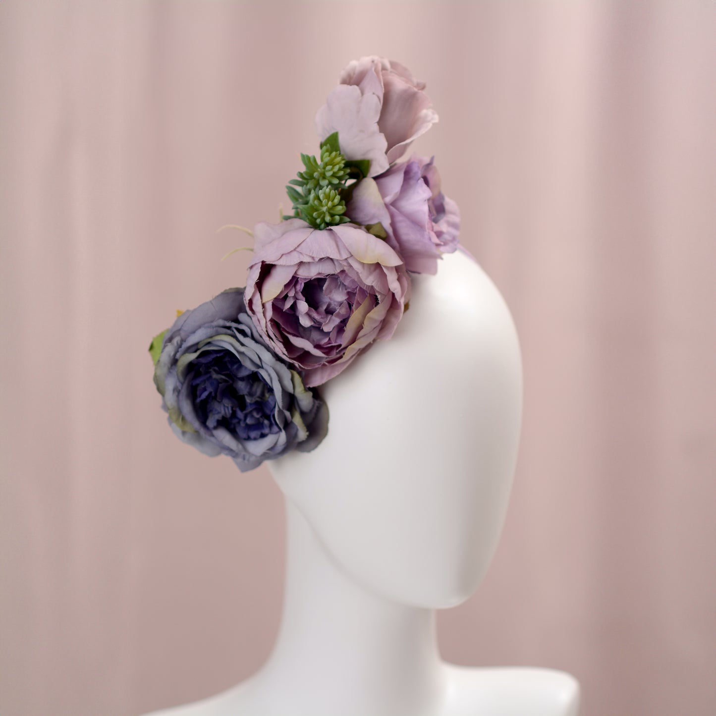 Flower Headpiece in Blue and Lavender Purple