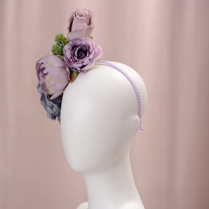 Flower Headpiece in Blue and Lavender Purple