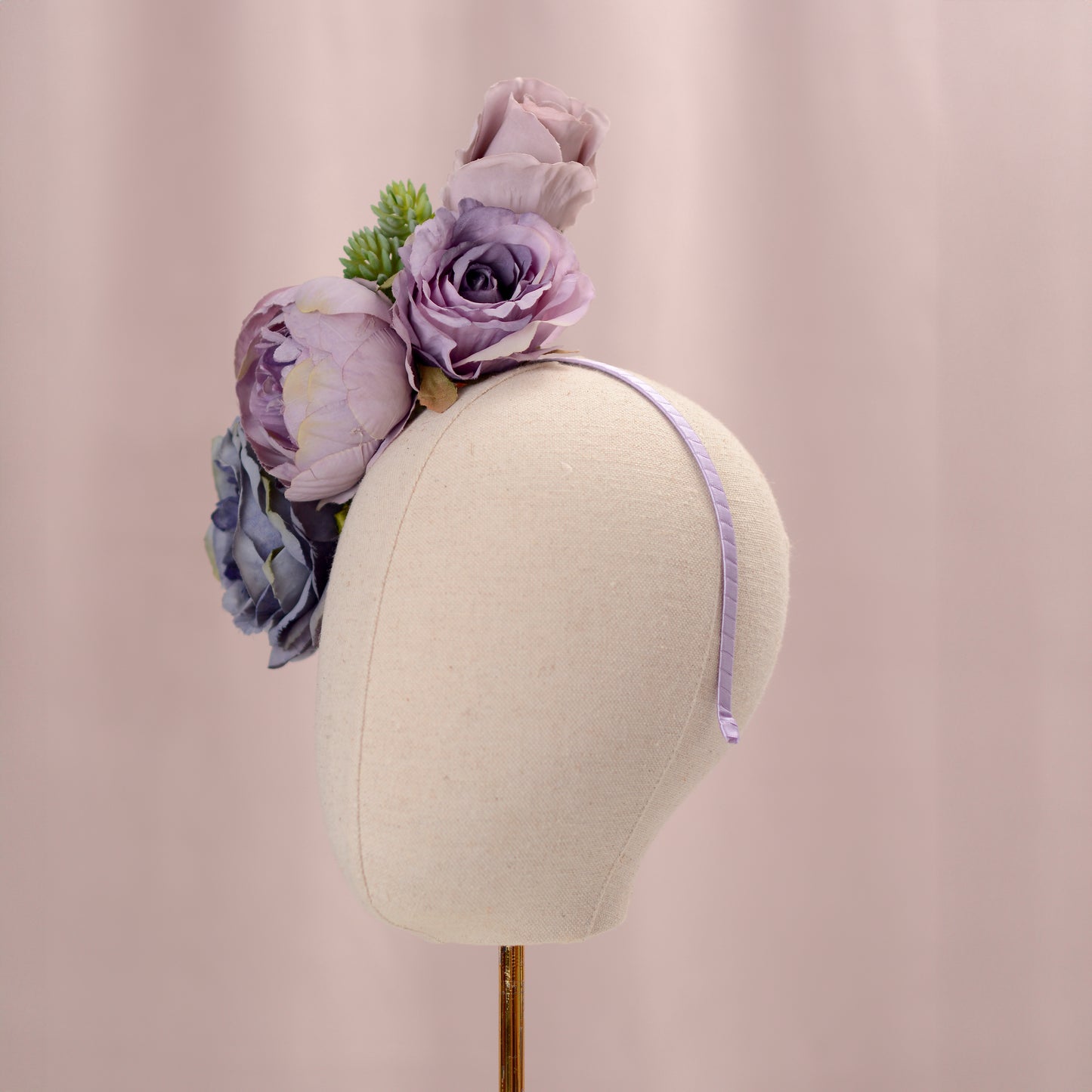 Flower Headpiece in Blue and Lavender Purple