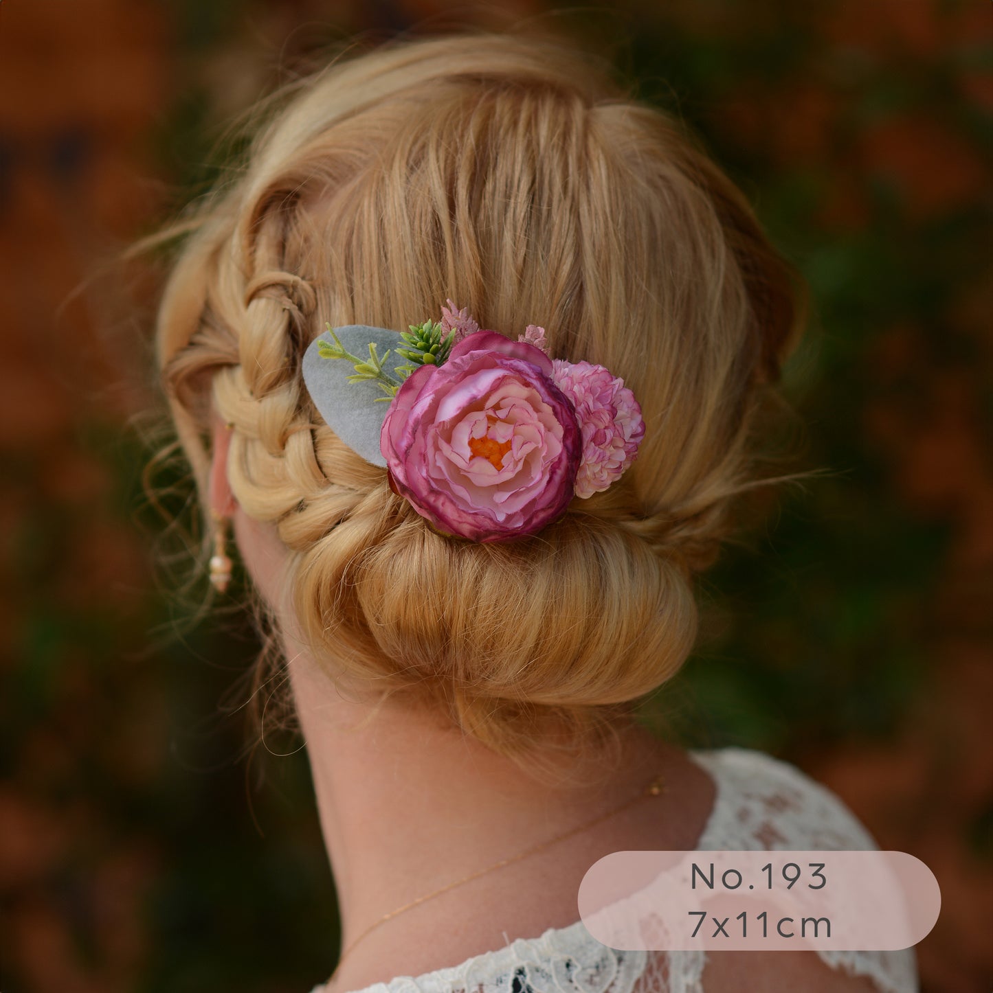 Flower Hair Clip in Mauve Pink and White