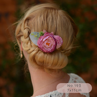Flower Hair Clip in Mauve Pink and White