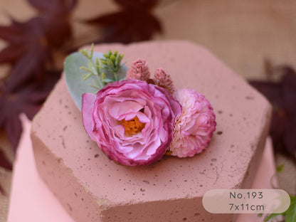 Flower Hair Clip in Mauve Pink and White