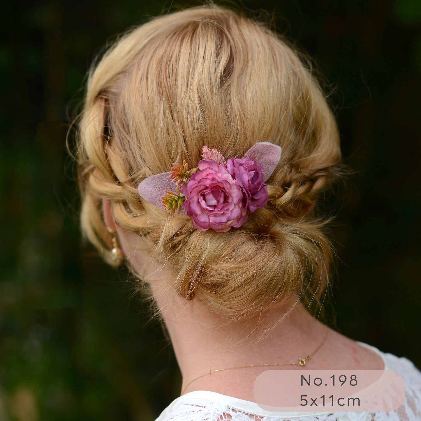 Flower Hair Clip in Mauve Pink and White