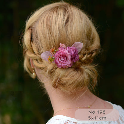 Flower Hair Clip in Mauve Pink and White