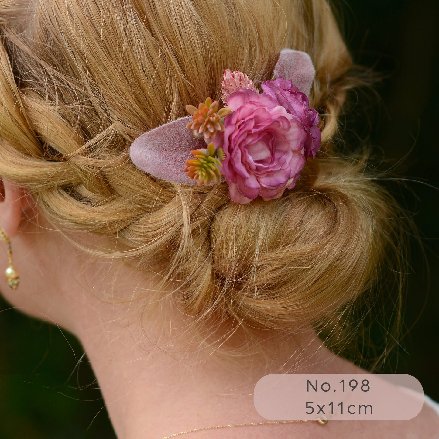 Flower Hair Clip in Mauve Pink and White