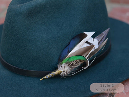 Green and Blue Duck Feather Lapel Pin