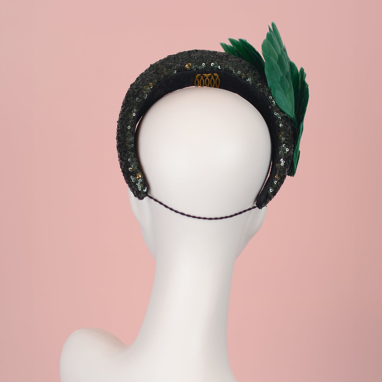 Green Sequin Headband Fascinator With Green Bird Wings