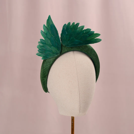 Bird Wing Green Halo Bandeau Fascinator Headband