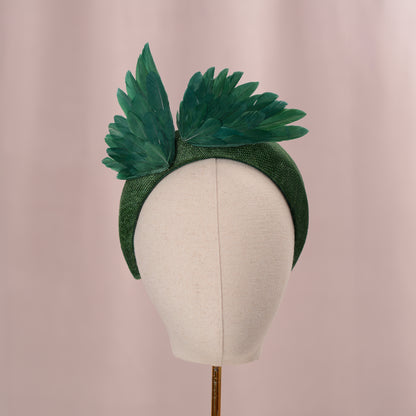 Bird Wing Green Halo Bandeau Fascinator Headband