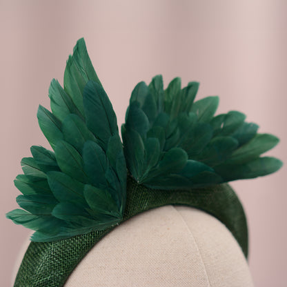 Bird Wing Green Halo Bandeau Fascinator Headband